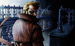 man wearing brown coat illustration, Hellblazer, comic art