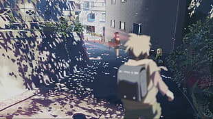 boy digital wallpaper, running, artwork, 5 Centimeters Per Second, Makoto Shinkai 