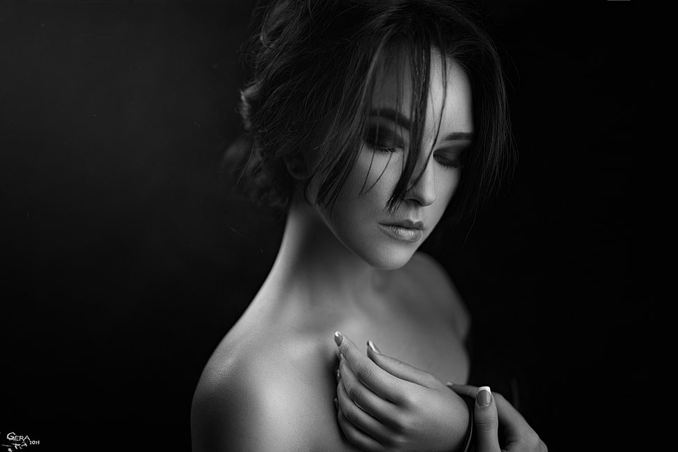 men's black crew-neck shirt, face HD wallpaper