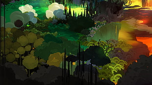 green trees wallpaper, Pyre, Supergiant Games, video games, artwork