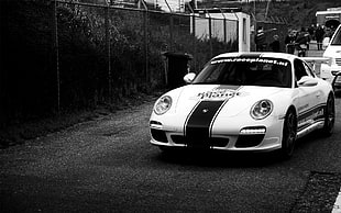 white and black Porsche 911 Cayman coupe, Porsche, car