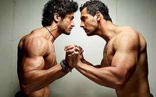 two topless men photo, men, muscular, force movie HD wallpaper