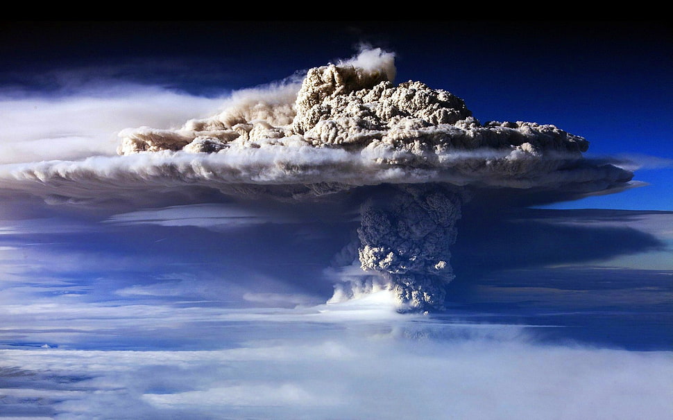 white clouds, nature, clouds, sky, explosion HD wallpaper