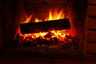 closeup photo of burning fireplace
