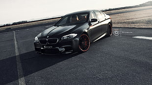 black BMW sedan, BMW M5, car, BMW HD wallpaper