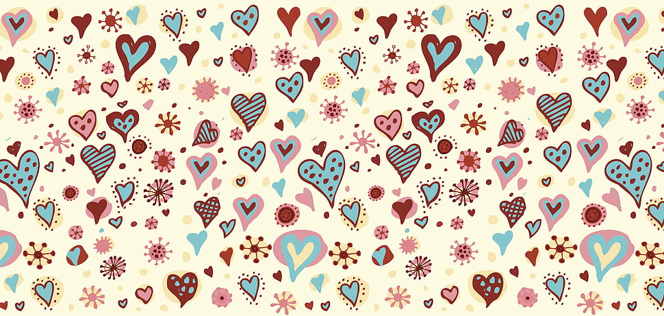 red and teal heart digital wallpaper HD wallpaper