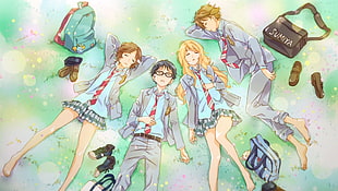 male and female animation characters, Shigatsu wa Kimi no Uso, Miyazono Kaori, Sawabe Tsubaki, Arima Kousei HD wallpaper