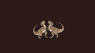 two brown dinosaurs illustration, minimalism, T-Rex, humor