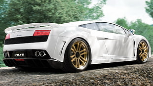 white Lamborghini supercar HD wallpaper