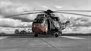 black and red helicopter, army, helicopters, Westland Sea King, vehicle