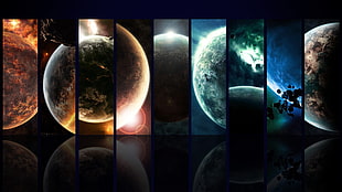 moon time lapse digital wallpaper, space, planet, collage, space art