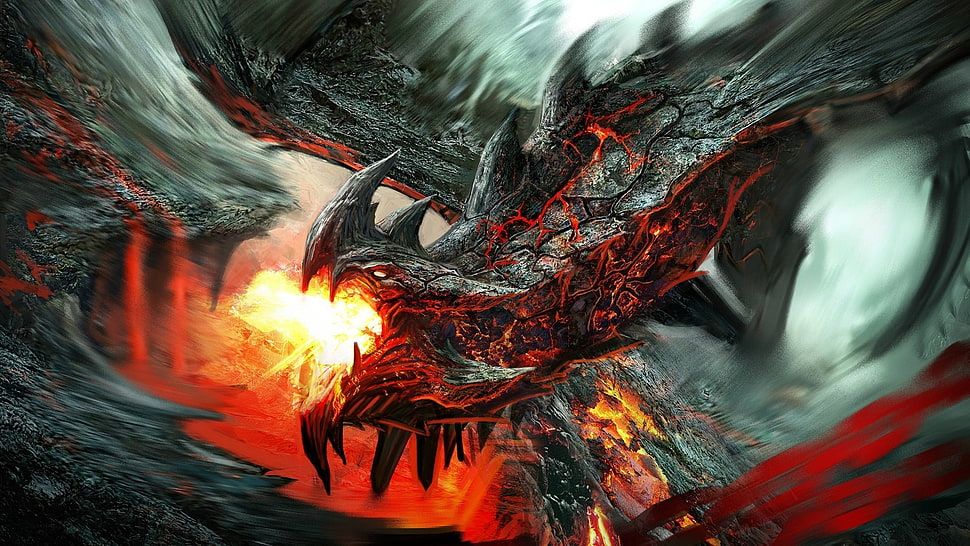 dragon illustration, fantasy art, dragon HD wallpaper
