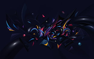 purple and black abstract artwork, 3D, digital art