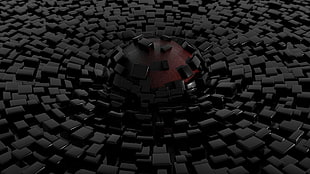 black blocks wallpaper, render, sphere, CGI, digital art