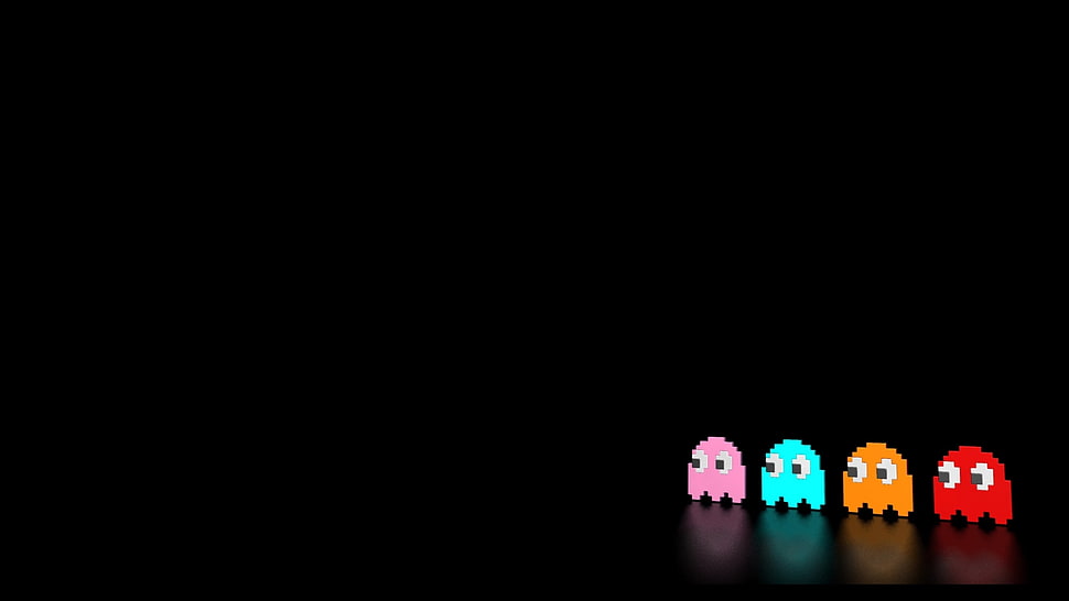 four Pacman ghosts digital wallpaper, Pac-Man  HD wallpaper