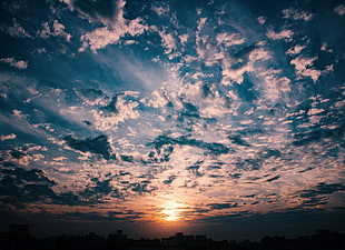 grey clouds, Clouds, Sky, Sunset