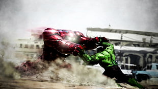 Iron Man and Incredible Hulk illustration HD wallpaper