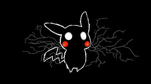 black and white Pikachu illustration