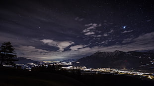 mountain, night, Switzerland, Sevelen, stars