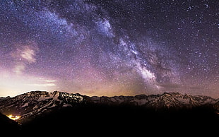 brown mountains, landscape, mountains, stars, nature
