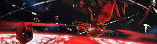 red suit evangelion illustration HD wallpaper