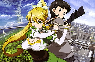 yellow haired female animated character digital wallpaper, Sword Art Online, Kirigaya Suguha, Leafa(Sword Art Online), anime