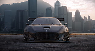 black Maserati Quattroporte coupe, Khyzyl Saleem, artwork, car, vehicle