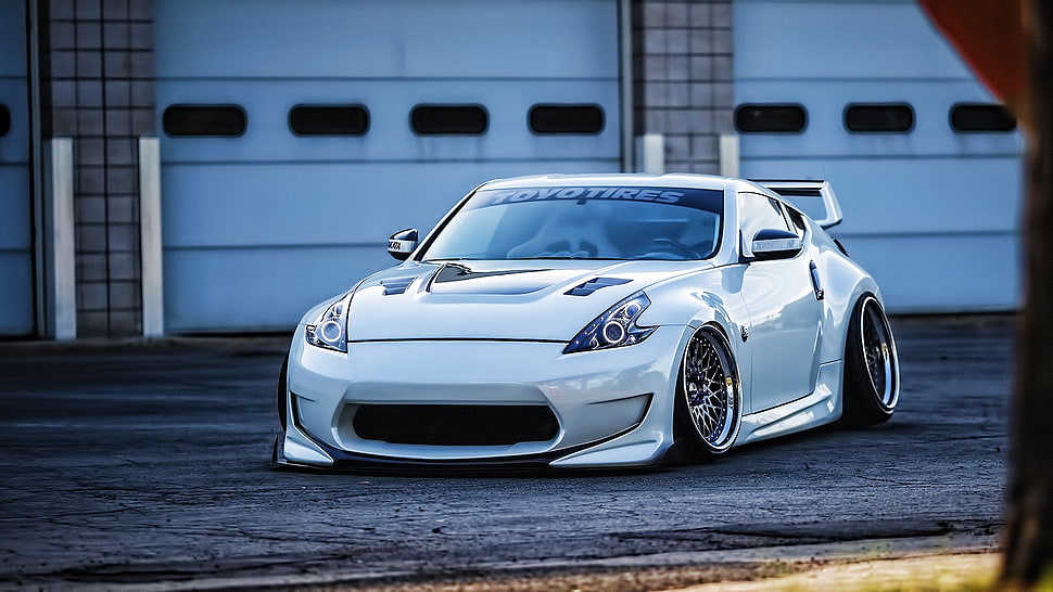 white sports car, tuning, Nissan, Nissan 370Z, car HD wallpaper