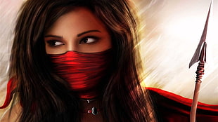 woman wears red mask wallpaper