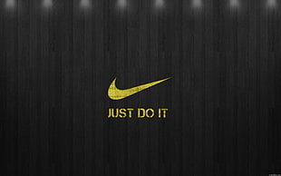 yellow Nike Just Do It logo, Nike, logo