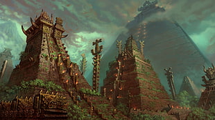 temple theme game wallpaper, fantasy art, pyramid