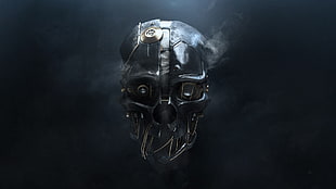 Human skull edited photo, digital art, simple background, skull, teeth ...