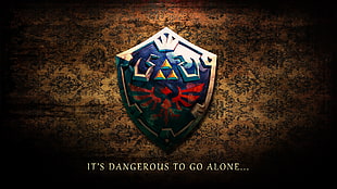 blue and gray shield digital wallpaper, The Legend of Zelda, Hylian Shield