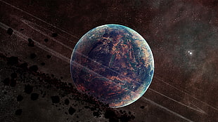 earth digital wallpaper, space, planet, planetary rings, space art
