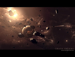 Chaos Ingens illustration, JoeyJazz, spacescapes, space art, planet HD wallpaper