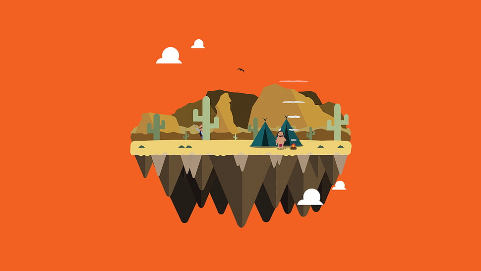 character beside tents game application HD wallpaper