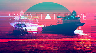 Solid State Drive text, vaporwave, vapor, 1980s, artwork