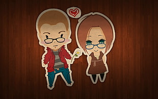 two man gives flower to woman cutaway wall stickers