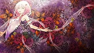 female pink hair and eyes anime character digital wall paper, Guilty Crown, Yuzuriha Inori, anime girls, anime