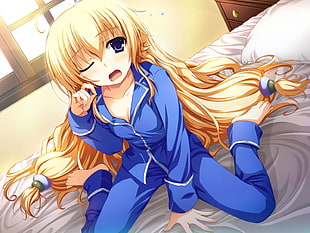 female blonde anime character HD wallpaper