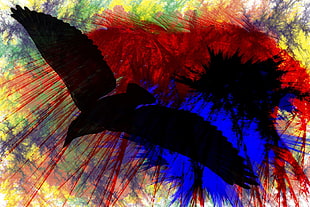 silhouette of bird abstract painting