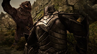 black leather motorcycle saddle bags, The Elder Scrolls V: Skyrim, video games HD wallpaper