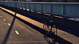 black road bike, bicycle, bridge, cycling, vehicle