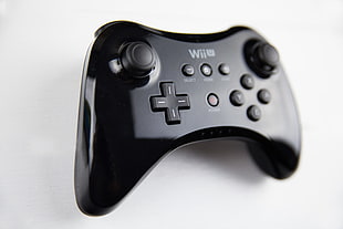 black Nintendo Wii U controller HD wallpaper