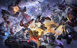 robots clashing digital wallpaper, Transformers, Optimus Prime, robot, artwork
