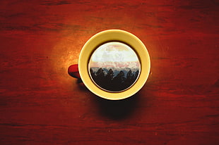 yellow ceramic mug, coffee HD wallpaper