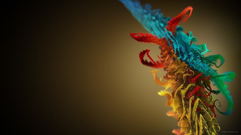 blue and multicolored leaf, abstract, colorful, gradient HD wallpaper