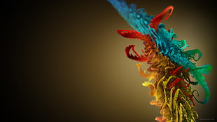 blue and multicolored leaf, abstract, colorful, gradient