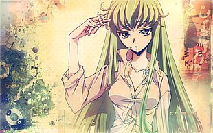 yellow haired anime character illustration, Code Geass, C.C.