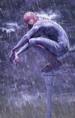 Spider-Man digital wallpaper, Spider-Man, rain